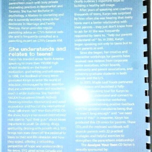 Analyze YOUR TEEN CD Series Karyn Gordoon 4 Cd's & Book Audio Book Communicate - Picture 6 of 10